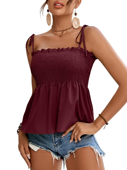 LYANER Women's Tie Shoulder Cute Cami Blouse