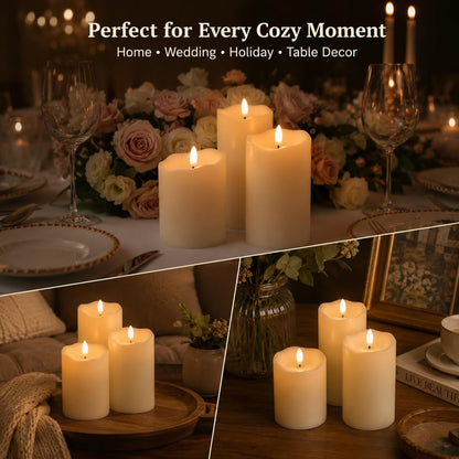 ANGELLOONG Gold Candles for Bathroom Decor, Glass Flameless Candles with Remote, Battery Operated LED Pillar Fake Candles with Timer for Christmas Home Fireplace Mantle Fall Decor