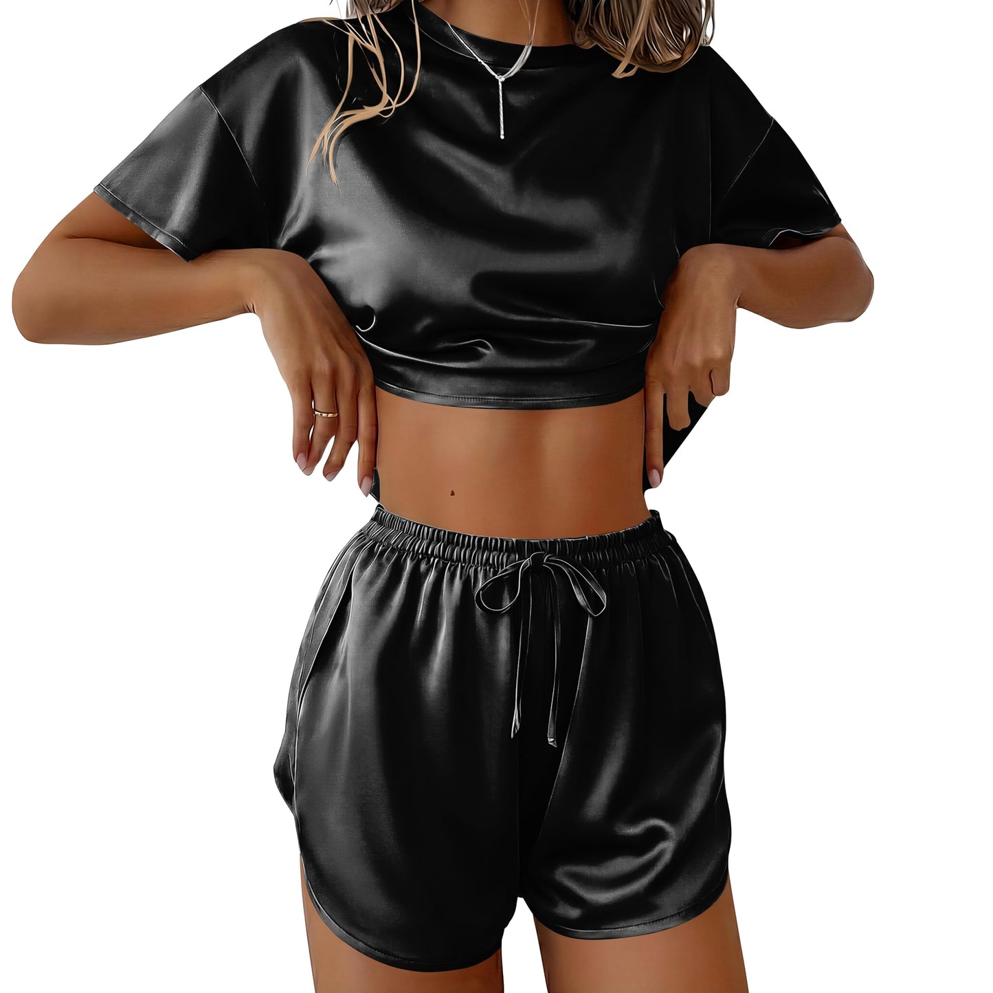 Ekouaer Womens Silk Pajama Set