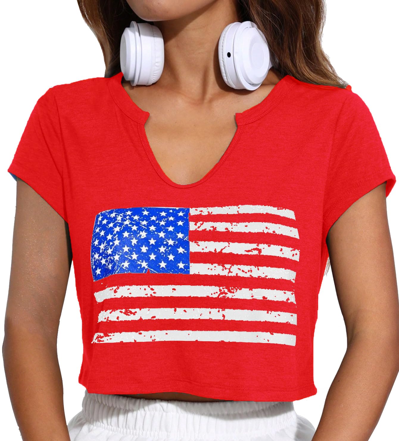 4th of July Crop Tops for Women Funny American Flag Shirts Tank Tops Outfits