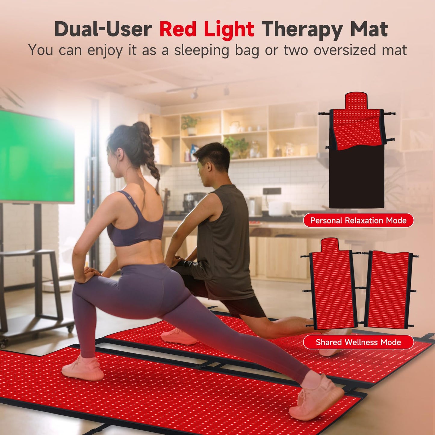 Red Light Therapy Mat for Full Body, 76.8'' X 33.4'' Red Light Therapy Blanket, 1370 (660nm & 850nm) LEDs for Home Use, 3 Modes & Adjustable Timer, Premium Leather