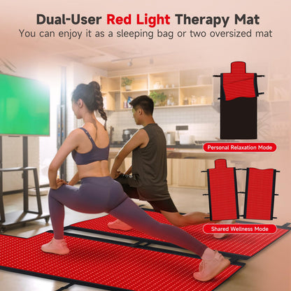 Red Light Therapy Mat for Full Body, 76.8'' X 33.4'' Red Light Therapy Blanket, 1370 (660nm & 850nm) LEDs for Home Use, 3 Modes & Adjustable Timer, Premium Leather