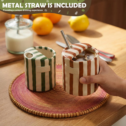 2 Pack Ceramic Mug with Sip Hole,
