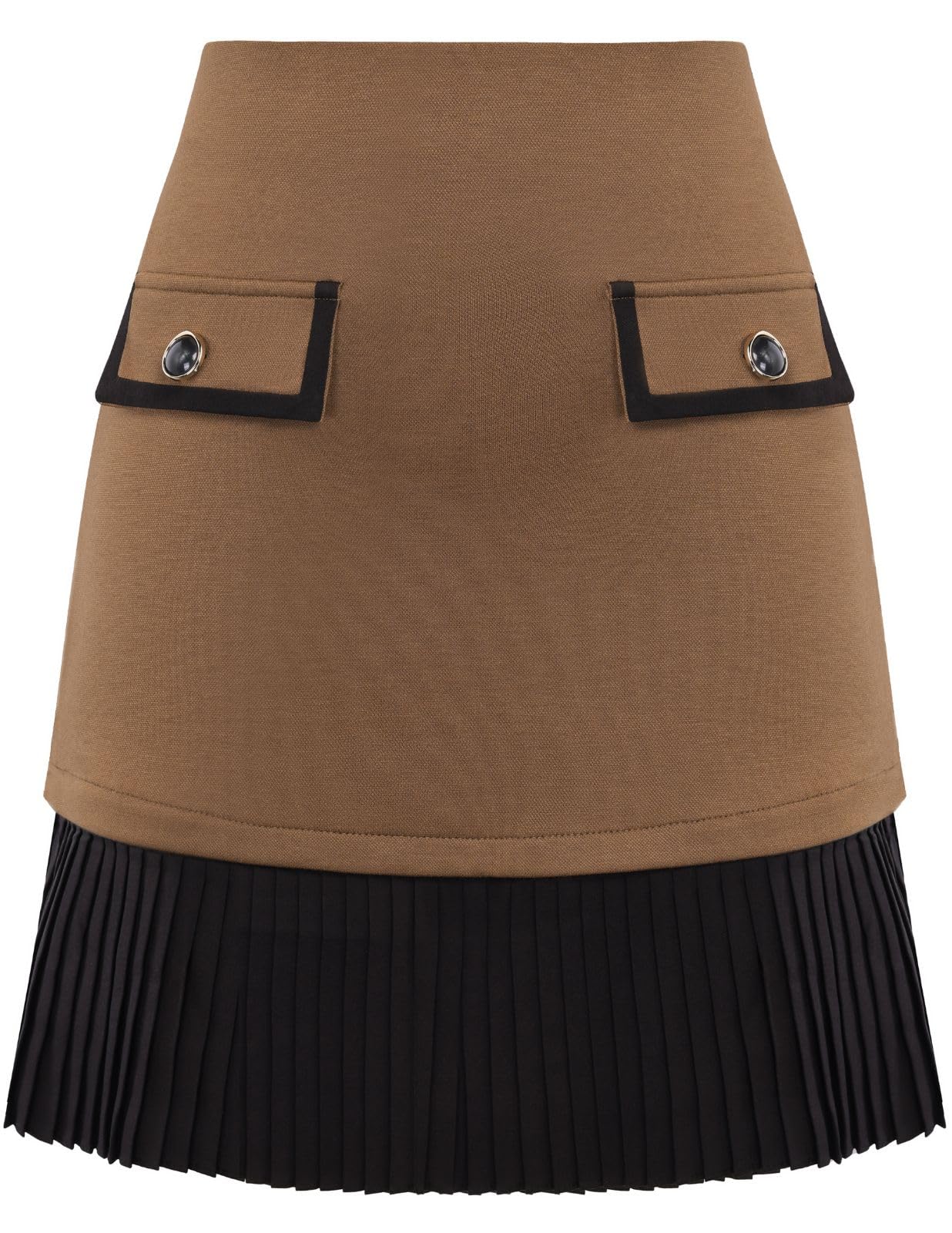 Kate Kasin Women's Plaid Mini Skirt, High Waist Pleated A-Line Skirts