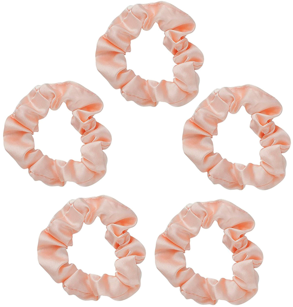 Kitsch Ultra-Petite Satin Scrunchies for Women - Cherry Blossom, 5pcs