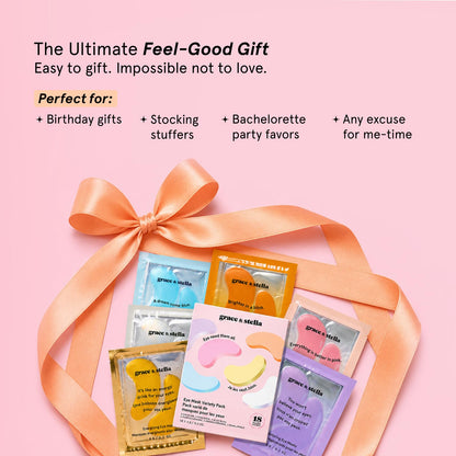 grace & stella New Brightening Eye Patches for Dark Circles (24 Pairs) - Vitamin C Under Eye Patches for Puffiness - Perfect Gifts for Women & Morning Skin Care Routine, Vegan Under Eye Mask