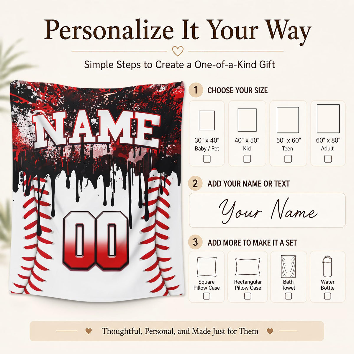 Kids Blanket Custom Baseball Blankets, Splashed Ink Throw Bed Travel