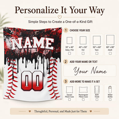 Kids Blanket Custom Baseball Blankets, Splashed Ink Throw Bed Travel