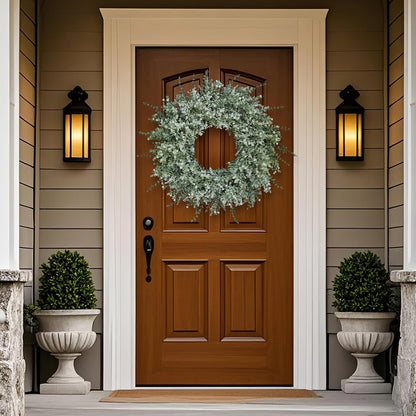 32" Large Artificial Eucalyptus Wreath for Front Door(White-Green) | Weather Resistant,Lifelike Eucalyptus Lavender with Babys Breath Flowers Wreath,for Home Farmhouse Wall Year-Round Use Decor