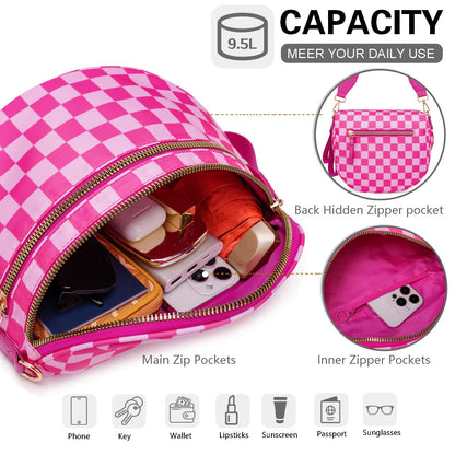 Pure Colour Crossbody Bum Bags for Women Spacious Checkered Cross body Bag Nylon Trendy Fanny Pack for Travel