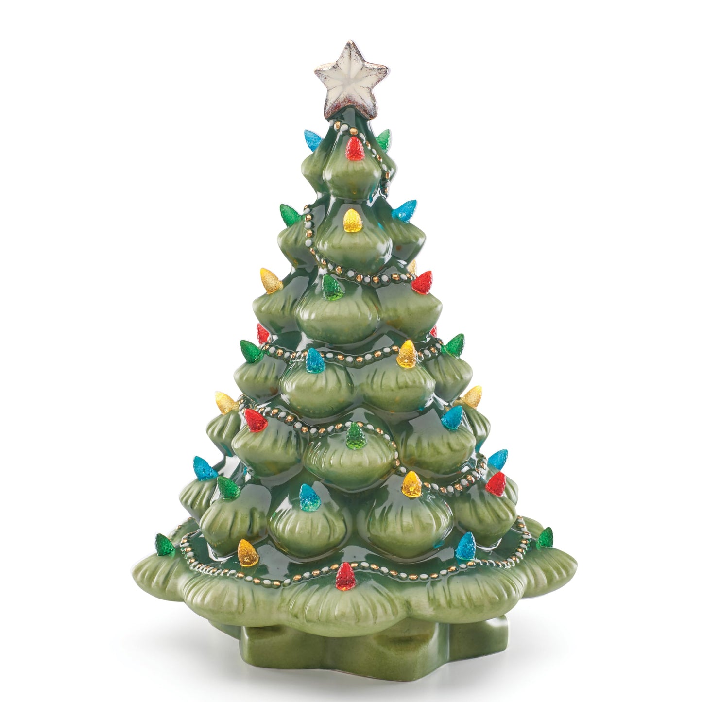 Lenox 893624 Treasured Traditions Holiday Red Bulbs Lit Tree, Christmas Decor