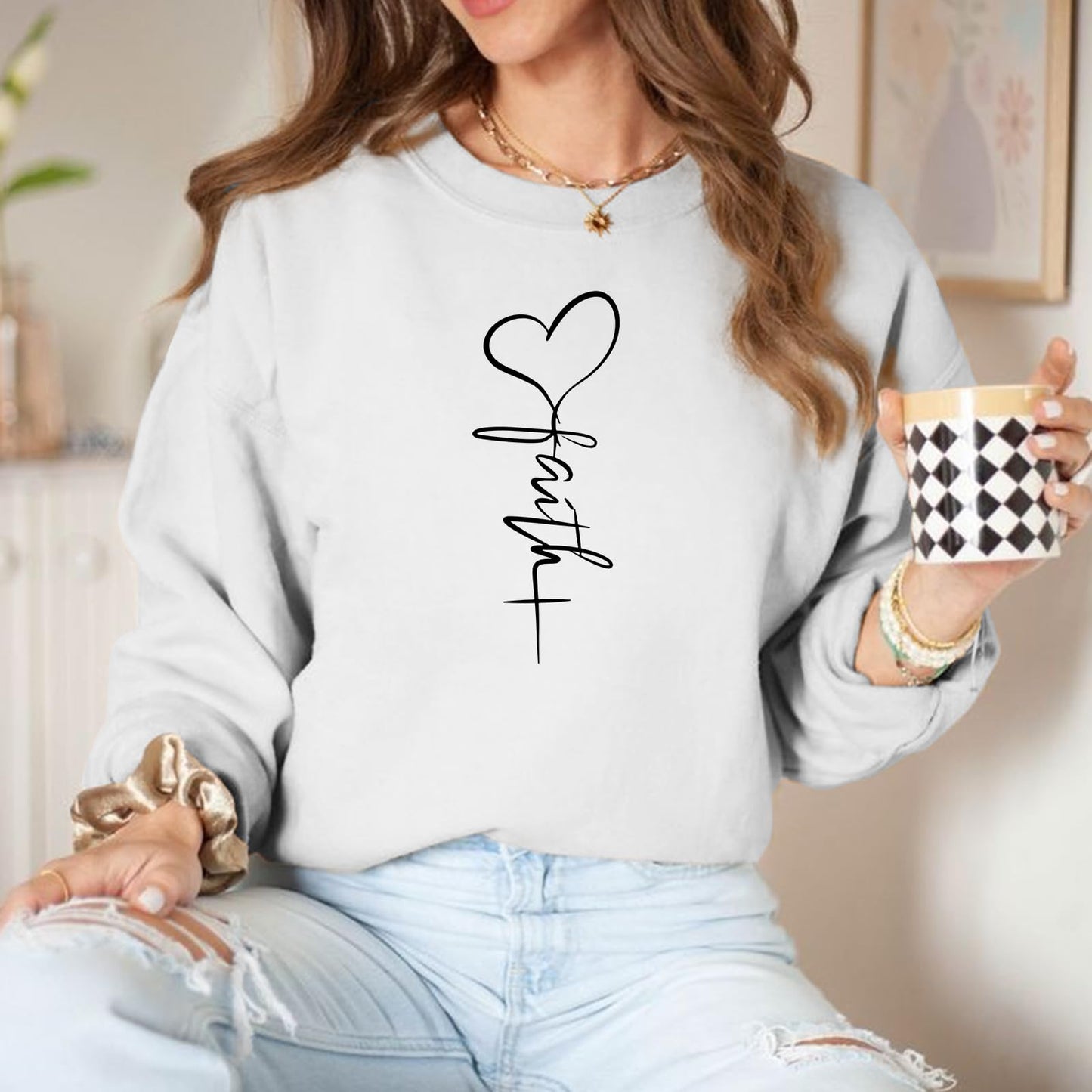 KIEKIECOO Faith Christian Sweatshirts