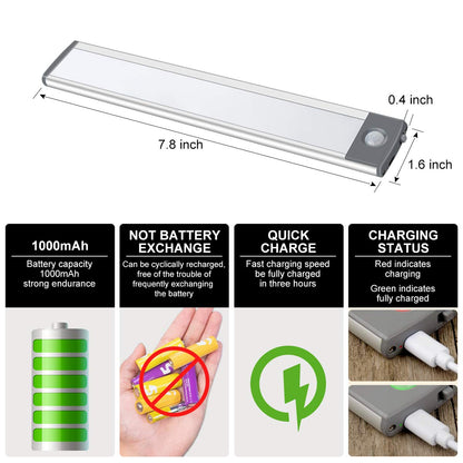 54-LED Motion Sensor Cabinet Light,Under Counter Closet Wireless USB Rechargeable Kitchen Night Lights,Battery Powered for Wardrobe,Cabinet,Cupboard（Warm Light）-2Pack