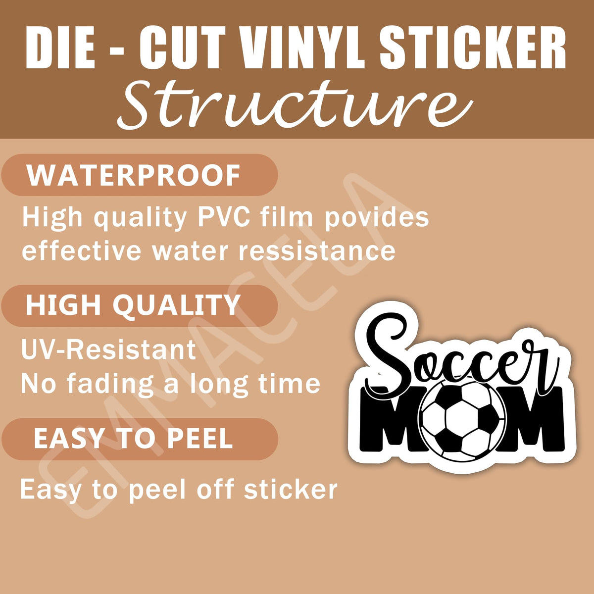 (3PCS) Soccer Mom Sticker - Waterproof Vinyl Decal for Books, Laptops, Tumblers, Water Bottles, Scrapbooks - Sport Stickers Gift for Mom, Mama - 3 x 2.3 Inch.