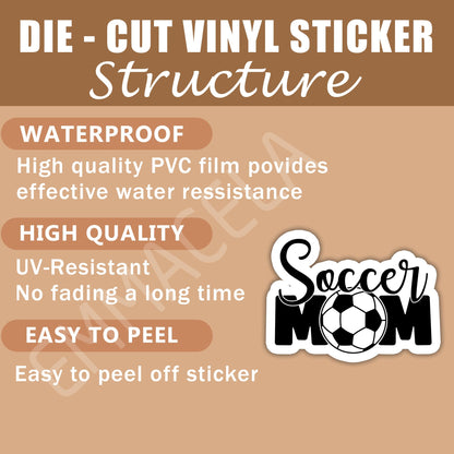 (3PCS) Soccer Mom Sticker - Waterproof Vinyl Decal for Books, Laptops, Tumblers, Water Bottles, Scrapbooks - Sport Stickers Gift for Mom, Mama - 3 x 2.3 Inch.