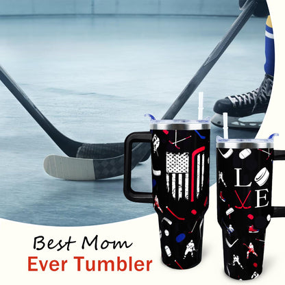 Baseball Mom 40 oz Tumbler with Handle and Straw Lid Leak Proof