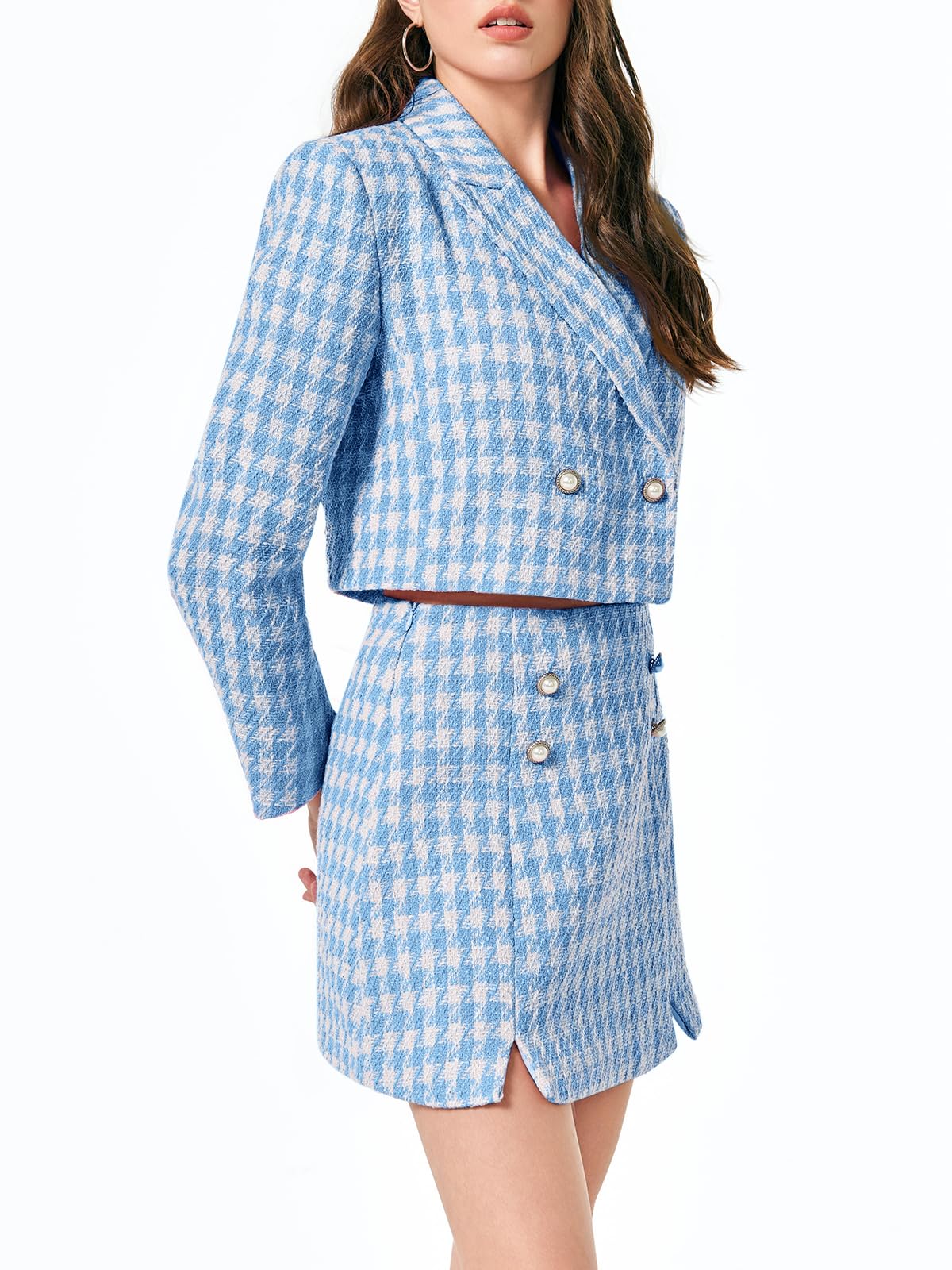 Cicy Bell Womens Cropped Tweed Business Casual Suit