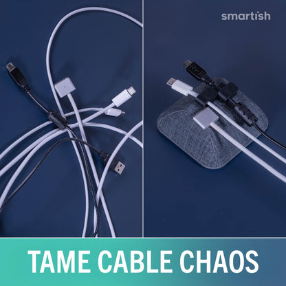 Smartish® Magnetic Cord Holder - Bigger Cable Wrangler Organizer with Magnet Clips for Charger Management on Desktop, Nightstand - Holds 6+ Cables - I'm Blushing