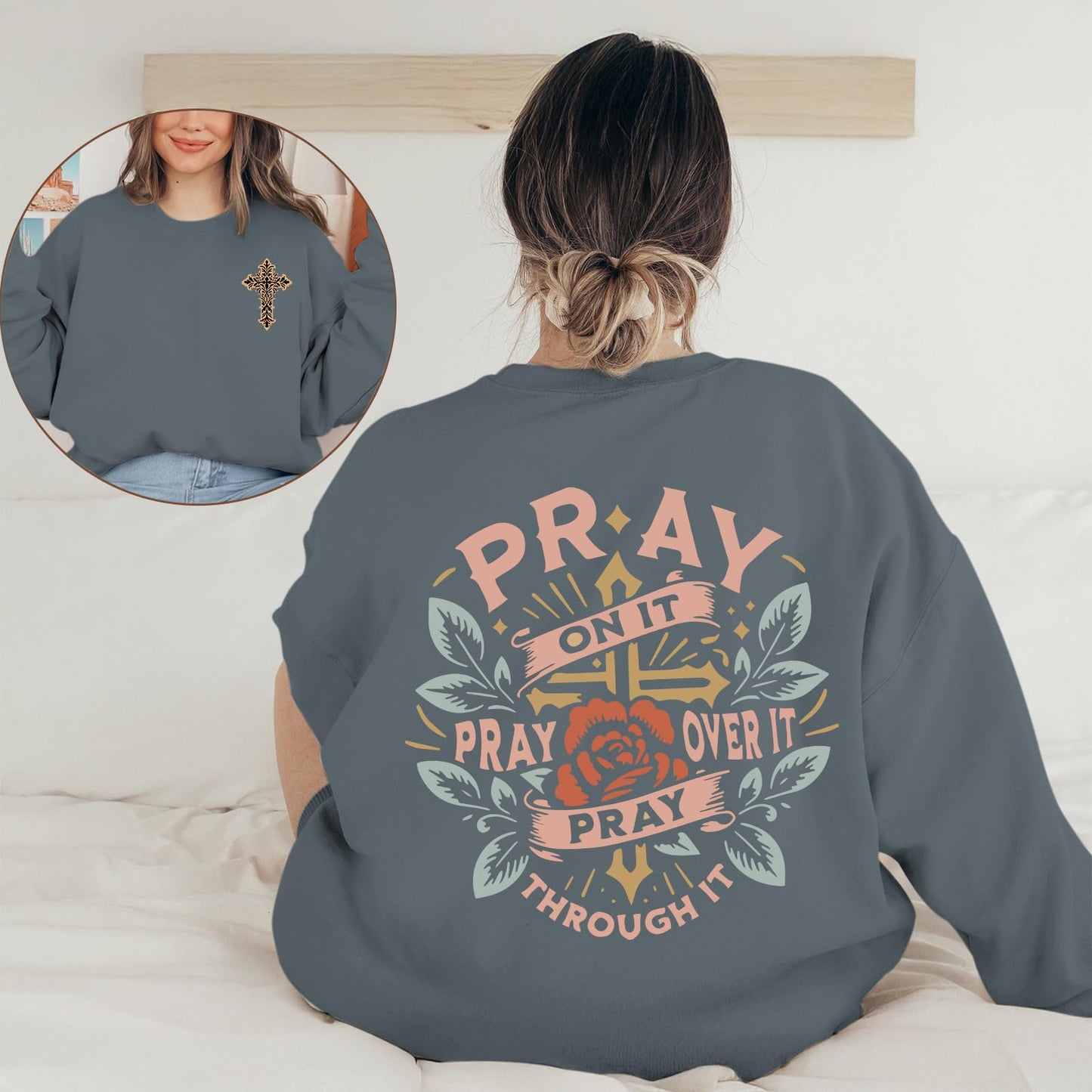 Pairxily Christian Crewneck Sweatshirts for Women Pray Bible Verse