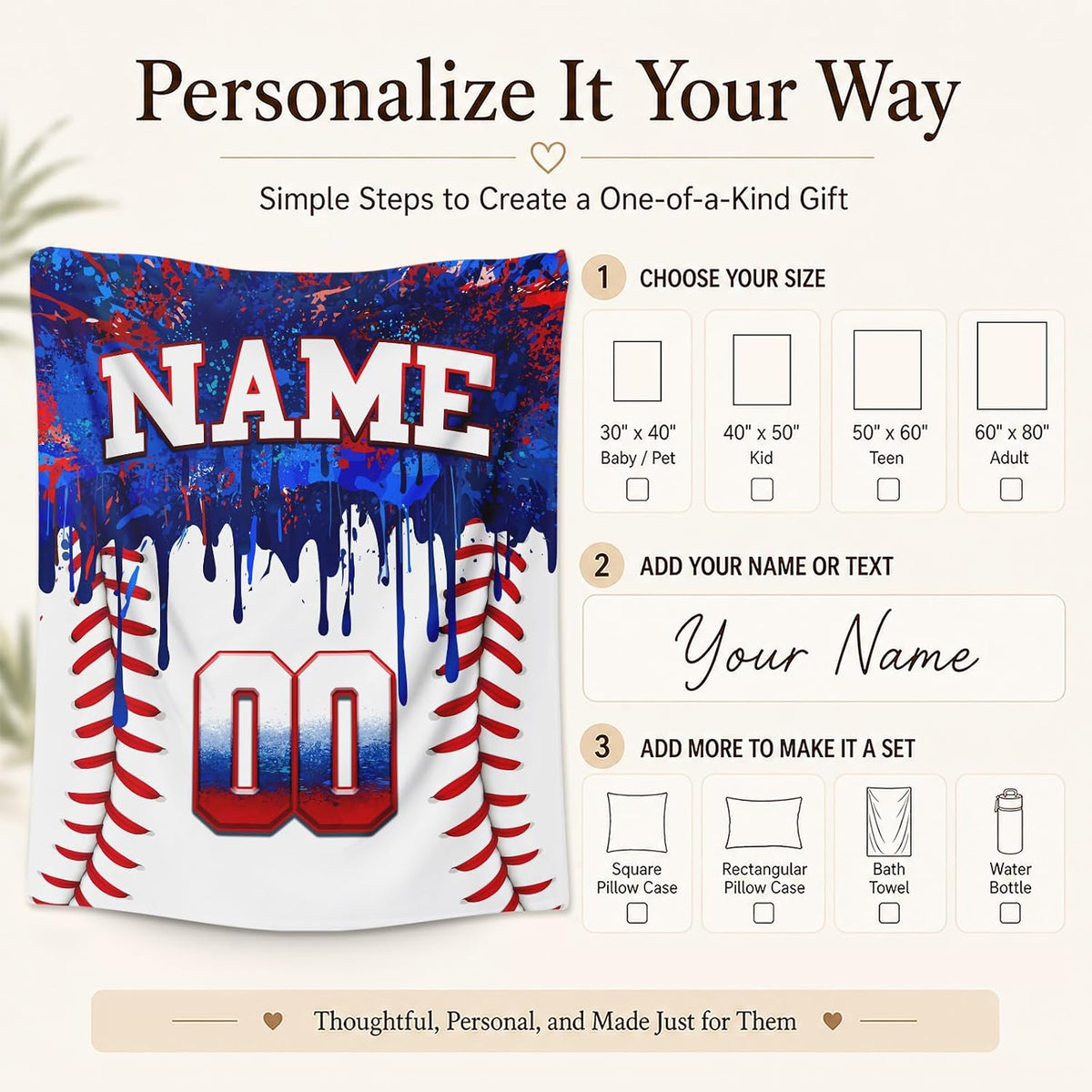Kids Blanket Custom Baseball Blankets, Splashed Ink Throw Bed Travel