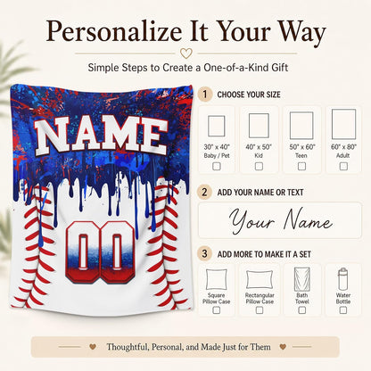 Kids Blanket Custom Baseball Blankets, Splashed Ink Throw Bed Travel