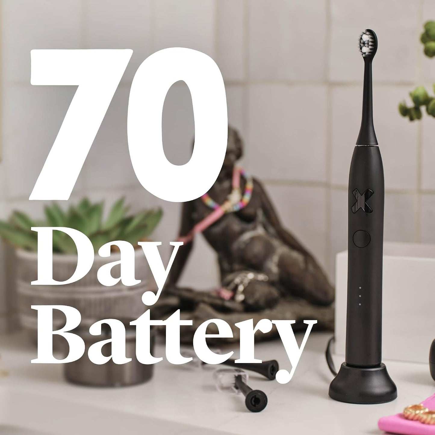 Made by Dentists PRO‑X Sonic Electric Toothbrush for Adults – 70‑Day Battery on One Charge, Dentist‑Designed Whitening Rechargeable Toothbrush, 3 Brush Heads & Travel Case, 3 Modes, Black