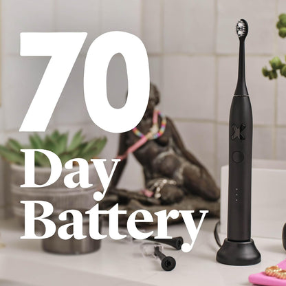 Made by Dentists PRO‑X Sonic Electric Toothbrush for Adults – 70‑Day Battery on One Charge, Dentist‑Designed Whitening Rechargeable Toothbrush, 3 Brush Heads & Travel Case, 3 Modes, Black