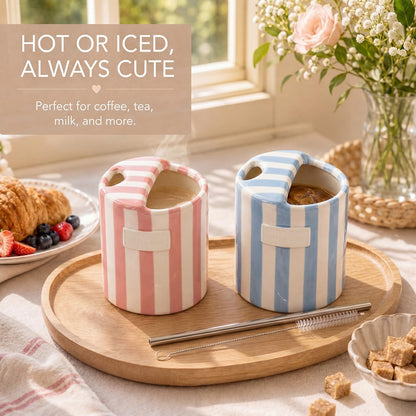 2 Pack Ceramic Mug with Sip Hole,