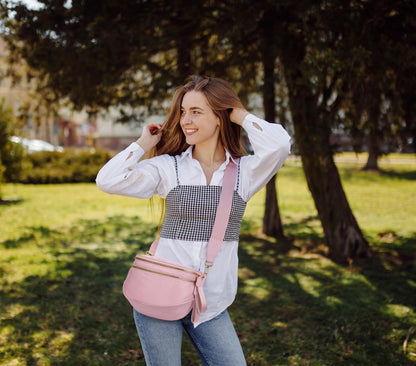 Pure Colour Crossbody Bum Bags for Women Spacious Checkered Cross body Bag Nylon Trendy Fanny Pack for Travel