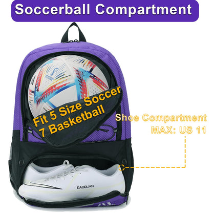 Hsmihair Soccer Bag,Youth Soccer Backpack with Ball and Cleat Compartment