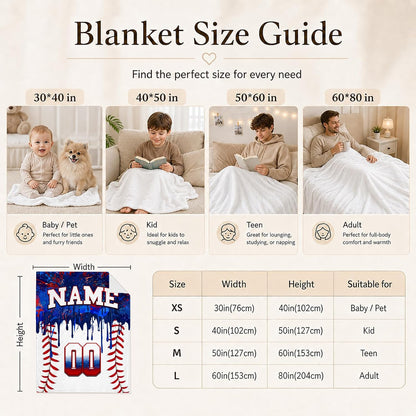 Kids Blanket Custom Baseball Blankets, Splashed Ink Throw Bed Travel