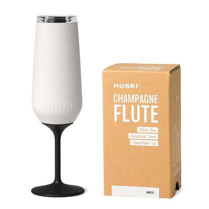 Huski Champagne Flute | NEW | Award-winning Design with Detachable Stem | Premium Stainless Steel Champagne Glass with Lid | Triple Insulated Tumbler | 8oz Capacity | Great Gift (Champagne)