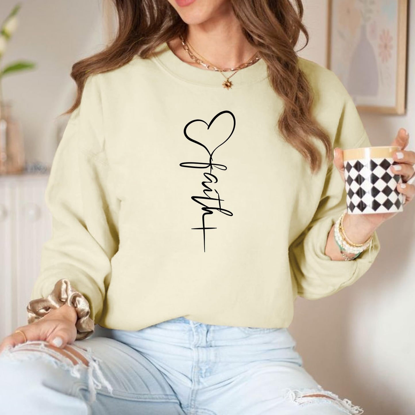 KIEKIECOO Faith Christian Sweatshirts