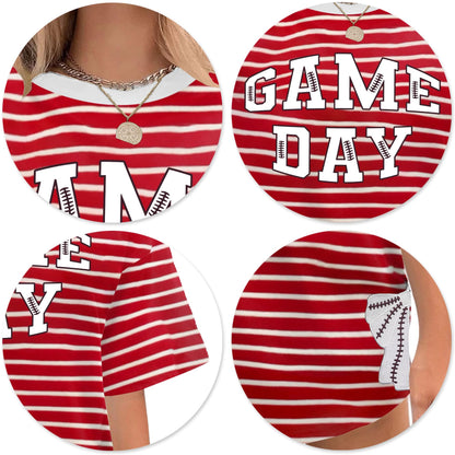 Football Shirts for Women Oversize Game Day T-Shirts Bow Side Split T-Shirt | Football Season Graphic Tee Tops Oversize Football Graphic Short Sleeve Tee Top