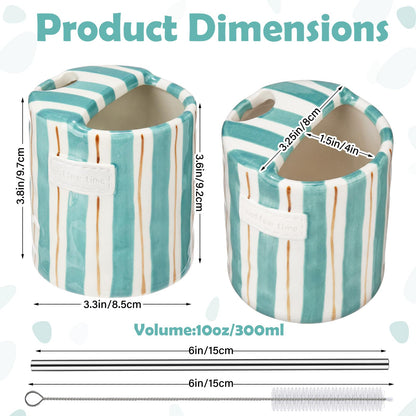 2 Pack Ceramic Mug with Sip Hole,