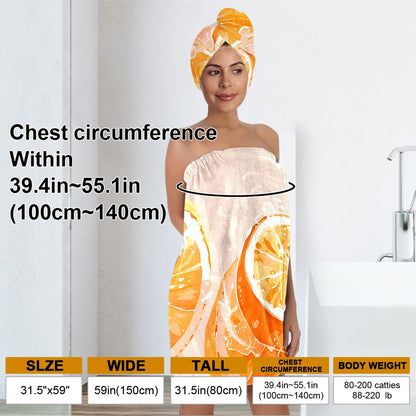 Strawberry Print Bath Wrap and Hair Drying Towel Set – Microfiber Quick Dry Shower Body Wrap for Women, Absorbent Spa Skirt with Elastic Band and Cute Bow Design (Strawberry 1)