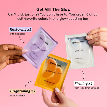 grace & stella New Brightening Eye Patches for Dark Circles (24 Pairs) - Vitamin C Under Eye Patches for Puffiness - Perfect Gifts for Women & Morning Skin Care Routine, Vegan Under Eye Mask