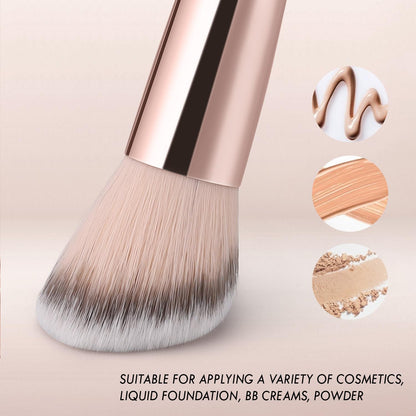 KINGMAS Foundation Makeup Brush, Double Ended Bronzer Brush Angled & Round Contour Brushes for Beauty Blending Liquid Powder, Concealer Cream Cosmetics Blush (Brown)