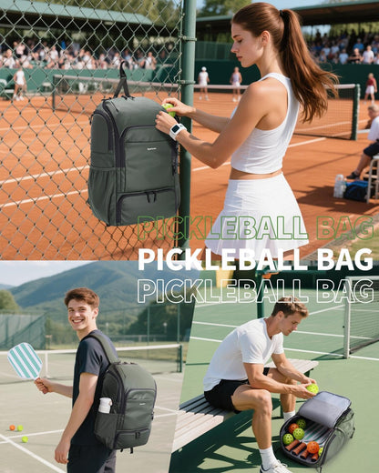 sportsnew Waterproof Pickleball Bag Men Women W/Shoe Compartment Fence Hook