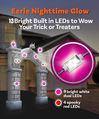 10FT Halloween Inflatable Frankenstein Archway, Halloween Monster Mouth Archway Built-in 6 LEDs for Halloween Inflatables Outdoor Decoration Blow up Frankenstein Arch for Party Haunted House