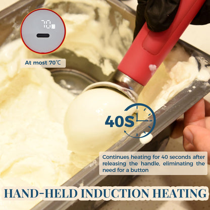 Heated Ice Cream Scoop Rechargeable, Electric Warming Ice Cream Scooper with LED Display, Heats to 158°F for Hard Ice Cream, Easy for Seniors & Kids, IP67 Waterproof (White, 2 oz)