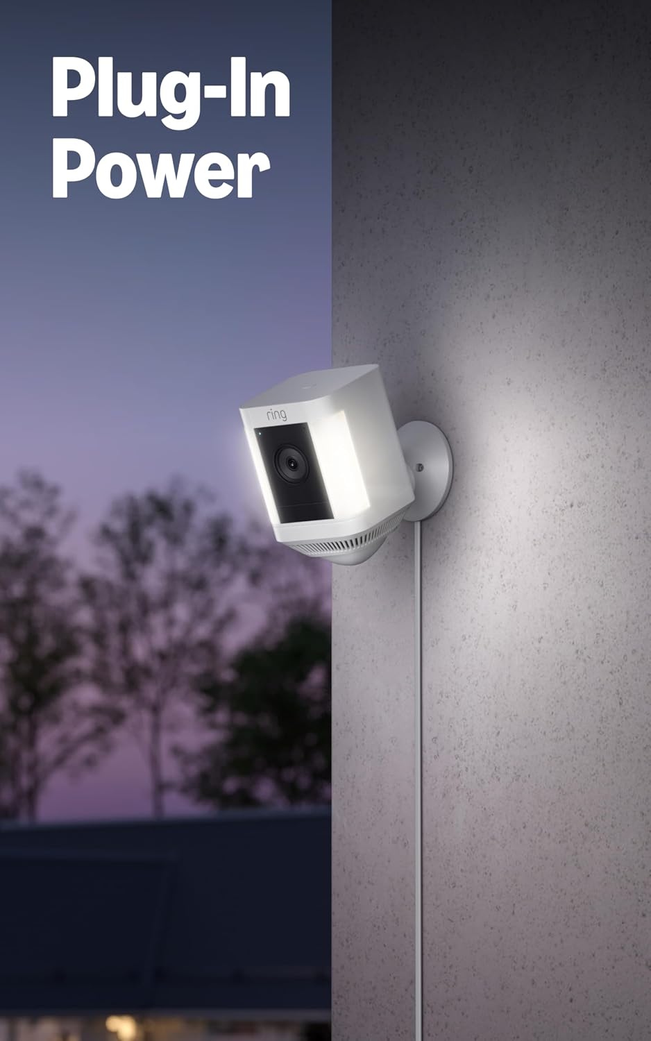 Ring Spotlight Cam Plus, Battery, Home or business security with HD video, Two-Way Talk, Color Night Vision, and Security Siren, 2-pack, White