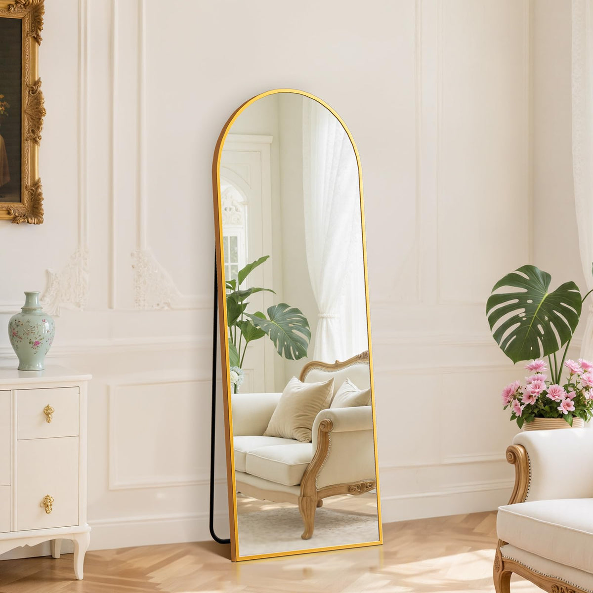 DUMOS 59"x16" Arched Full Length Mirror with Stand