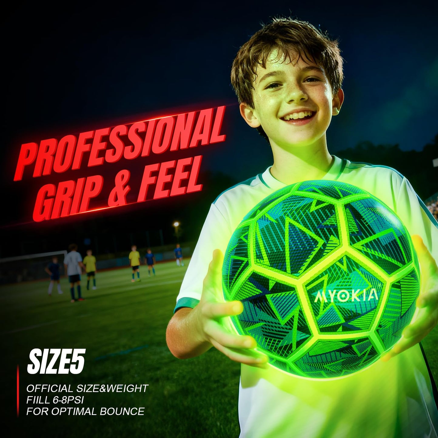 Rechargeable Light Up Soccer Ball Size 5 Tri-Color Glow in Dark