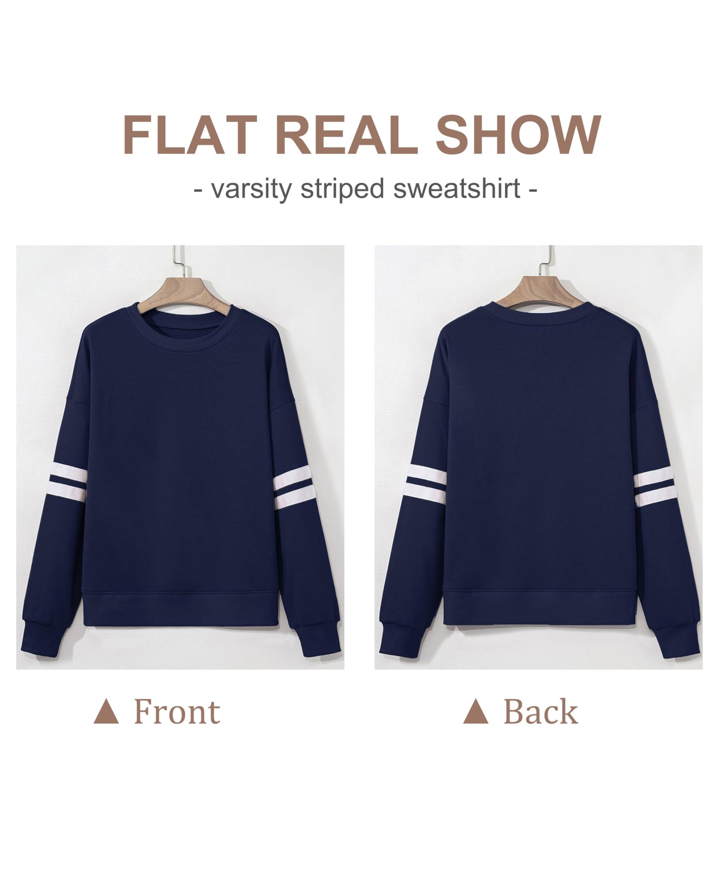Selink Womens Varsity Striped Oversized Sweatshirt Crewneck Long Sleeve Casual Fashion Pullover Top Fall Outfits