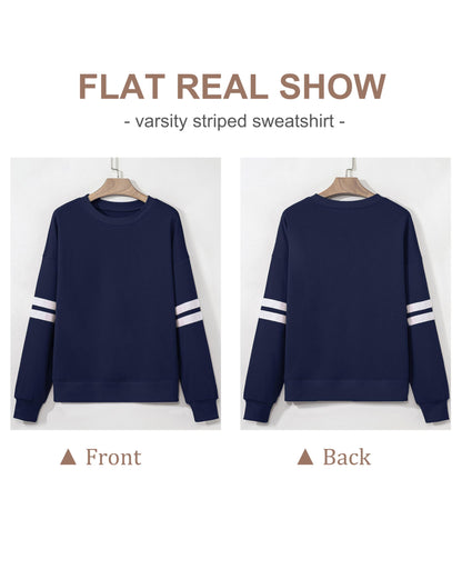 Selink Womens Varsity Striped Oversized Sweatshirt Crewneck Long Sleeve Casual Fashion Pullover Top Fall Outfits