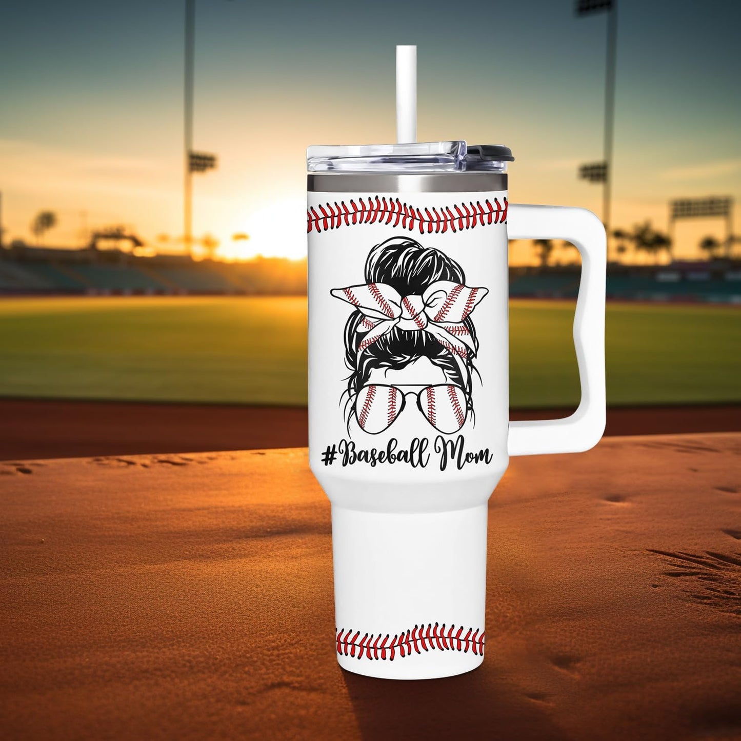 Baseball Mom Gifts - Perfect for Moms from Kids, Friends - Birthday & Christmas - 40oz Tumbler with Handle