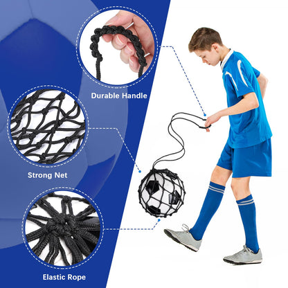 TOBWOLF Football Kick Trainer, Soccer Return Trainer Net Fits Ball Size 3, 4, 5, Hands-Free Soccer Kick Throw Training Aid