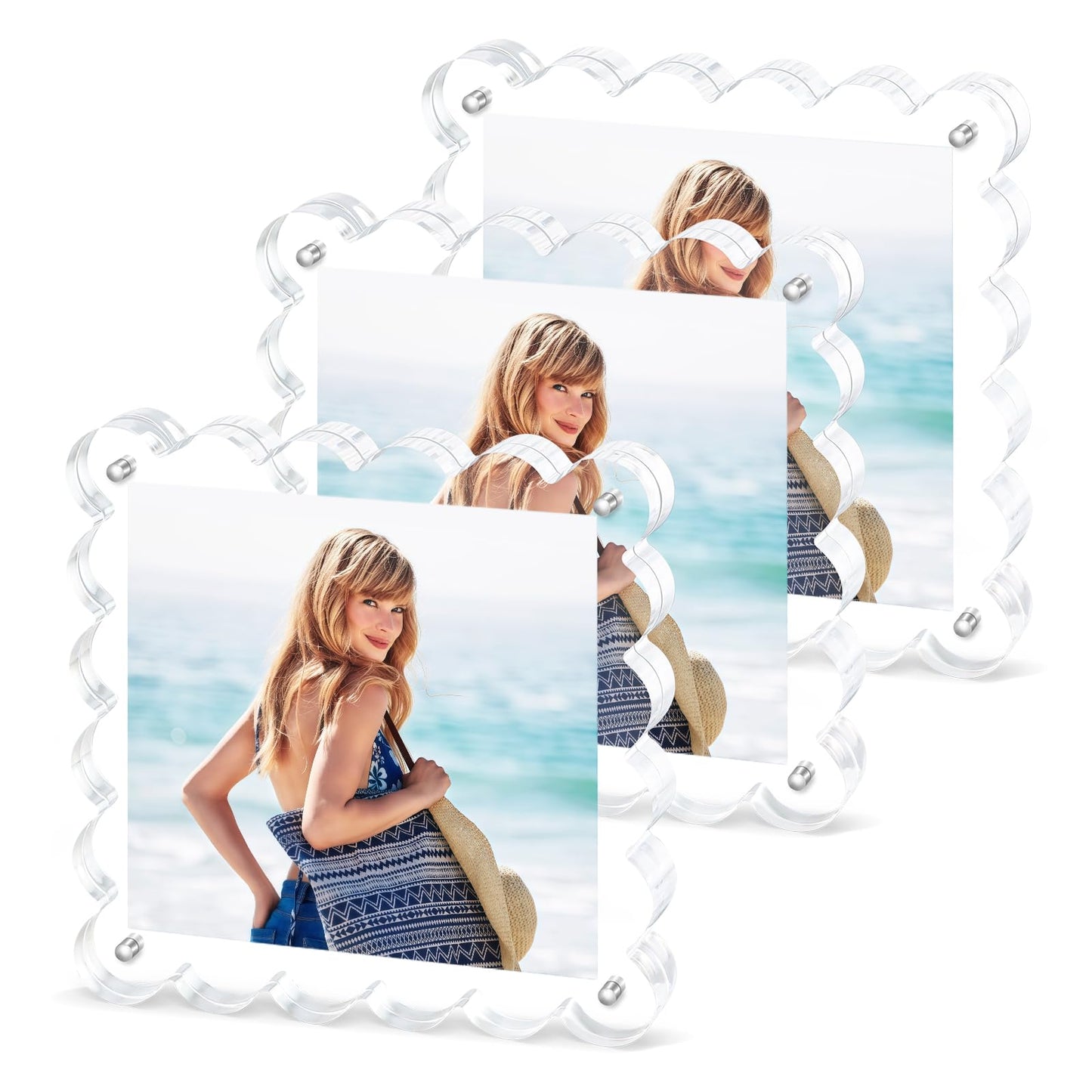 Chivalral 3 Pack 4x6 Acrylic Picture Frame, Double-Sided Tabletop Display