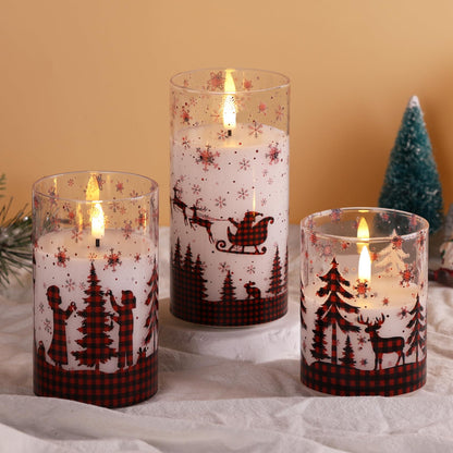Eywamage Smoke Grey Glass Flameless Pillar Candles with Remote, Flickering LED Battery Candles Table Decor Set of 3